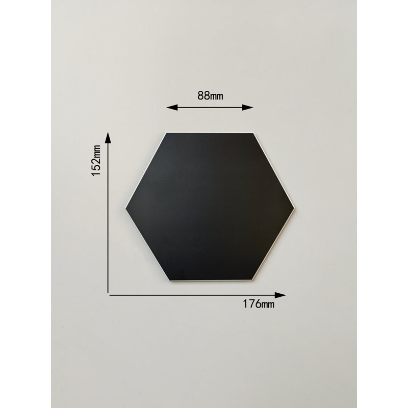 Carreau mural auto-adhésif en pierre hexagonale 6 "x 6,9" Bex, Onyx