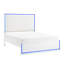Très grand lit blanc avec tête de lit tapissier à DEL 8 couleurs, lit contemporain et décoration en similicuir