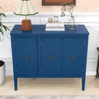 Rustic Wooden Sideboard Buffet Cabinet with Adjustable Shelves and Metal Handles