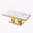 Modern Rectangular Coffee Table with Marble Pattern Top and Stainless Steel Base