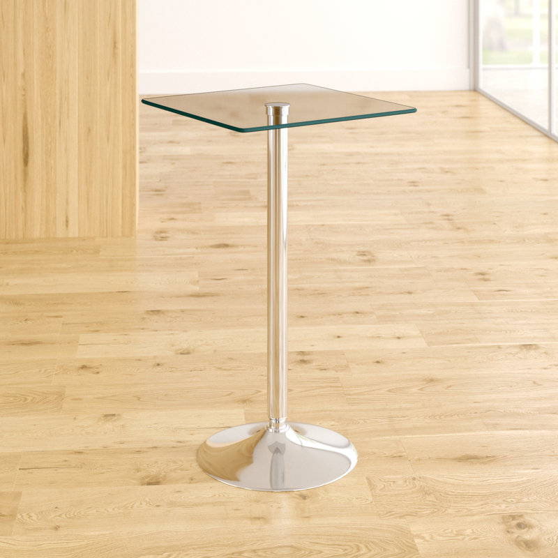 Bauder Glass Top Metal Base Dining Table, Clear Glass