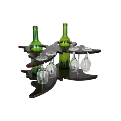Butterfly 2 Bottle Tabletop Wine Bottle and Glass Rack by Wine Bodies