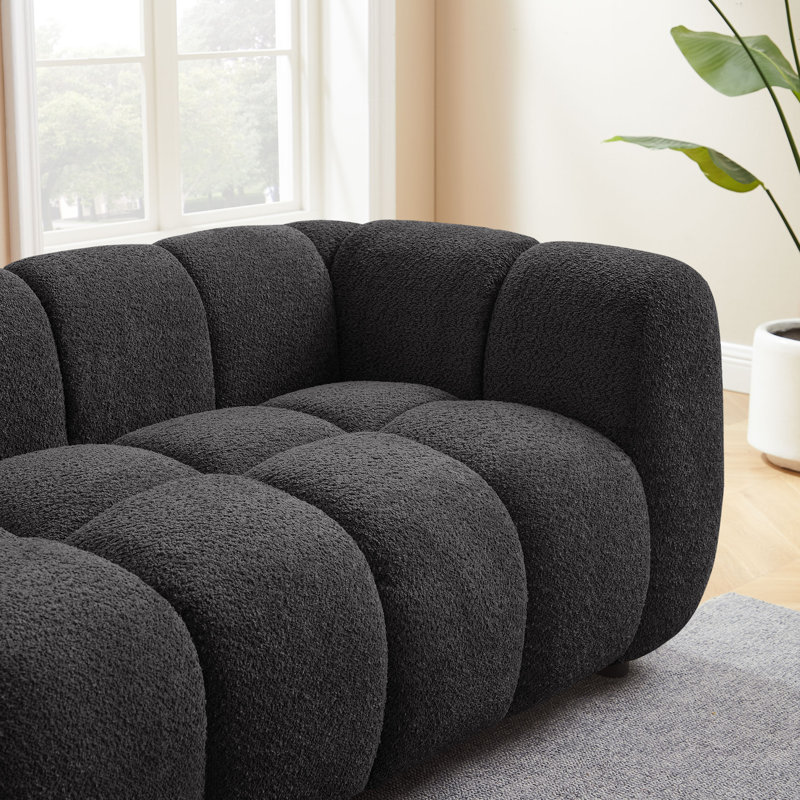Canapé 89,76 po Boucle, Gris foncé