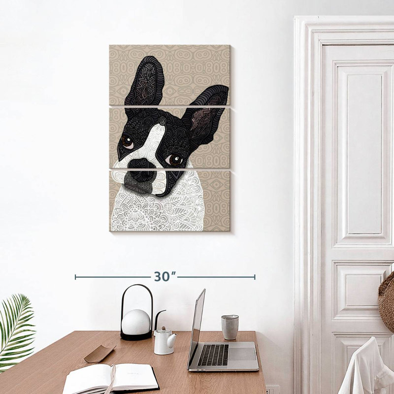 Brampt Patterned Boston Terrier, 32" H x 20" W
