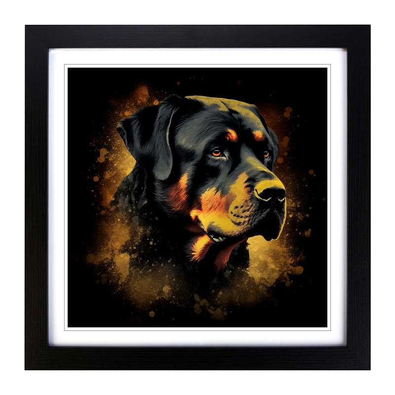 Rottweiler Grunge - Single Picture Frame Print on Wood, Black