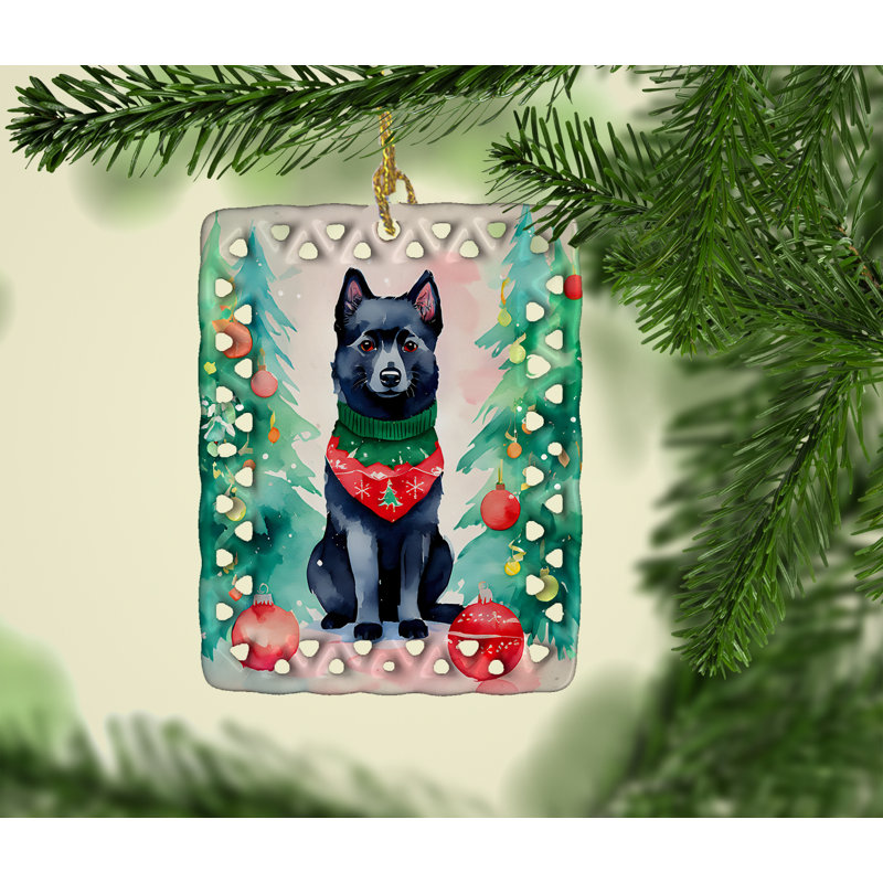 Ornement en porcelaine de Noël Schipperke, Schipperke 3623