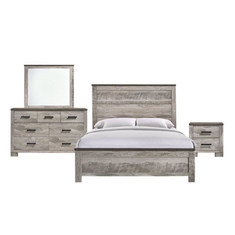 Ensemble de chambre avec lit à panneaux 4 pièces King Picket House Furnishings Adam, 4 Pcs: Bed, Dresser, Mirror, Nightstand