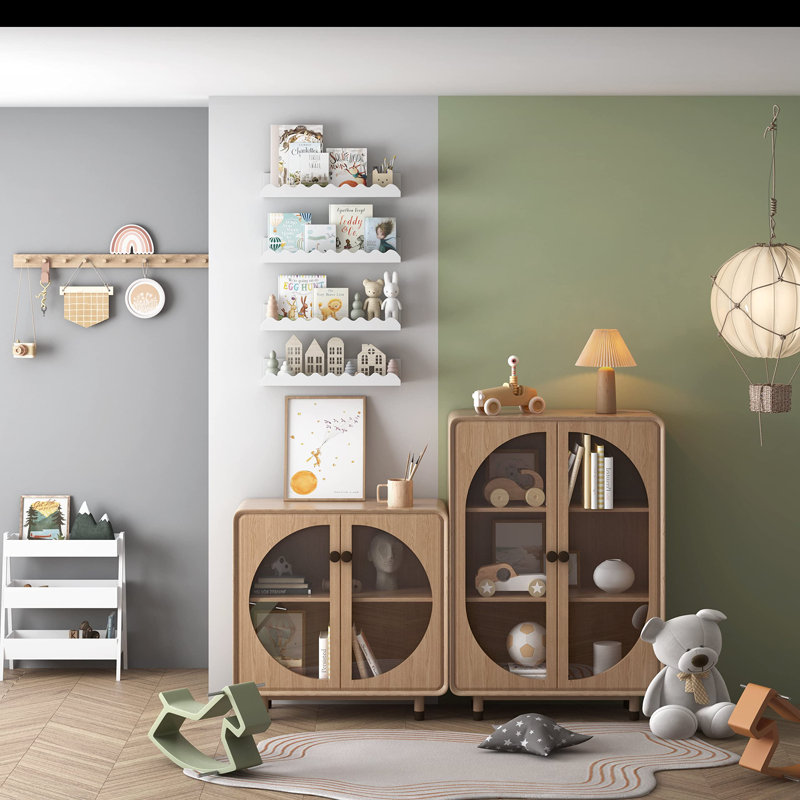 Ensemble de 4 tablettes pour enfants - étagère à livres flottante blanche, tablette à photos pour la décoration murale et le rangement