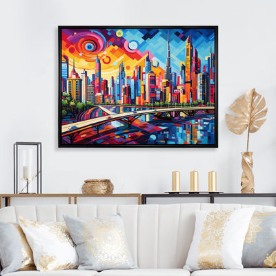 Pop Art Dubai Cityscape II - Cityscapes Canvas Prints