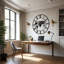Grande horloge murale 36 pouces en métal noir avec pointeurs dorés, carte du monde moderne, décorative