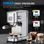 Machine à expresso 20Bar, machine à expresso compacte avec mousseur à lait, machine à café en acier inoxydable pour cappuccino et café au lait, réservoir d'eau de 42 oz