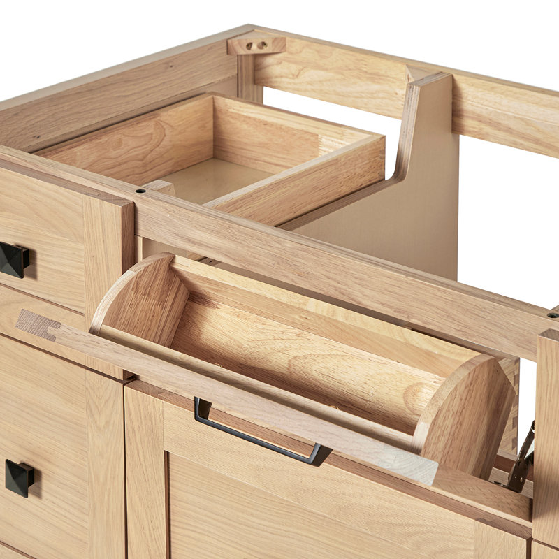 ARIEL Monroe 54 Single Sink Bathroom Vanity with Carrara Quartz Top, Oak, 66" - 67", Pure White Quartz