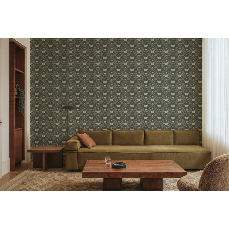 Butterfly Garden - Wallpaper, Dark Forest, Peel & Stick, Self-Adhesive