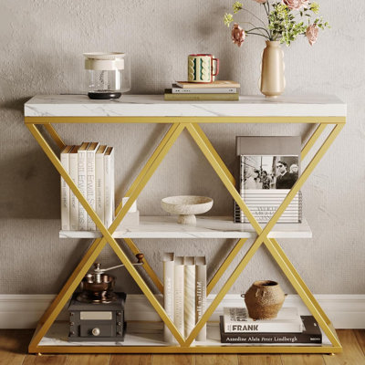 Console Table Gold Sofa Tables Narrow Entryway Table With Storage And Shelves