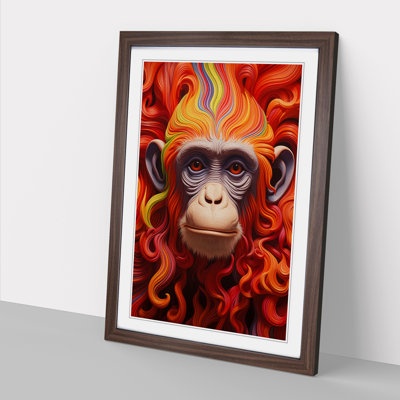 Monkey Op - Single Picture Frame Print on Wood