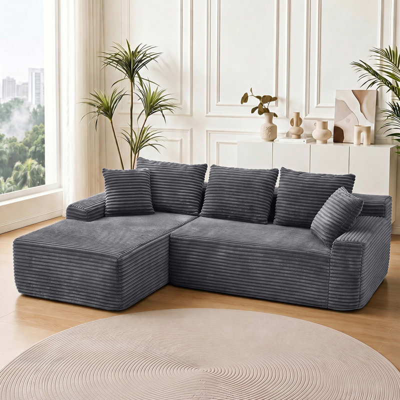 Canapé modulaire modulaire avec méridienne de rangement, Beige Fabric