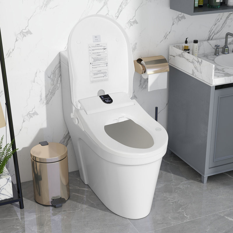 Electronic Smart Bidet Seat With Warm Air Drying, Heated Seat With Remote Control, Self-cleaning