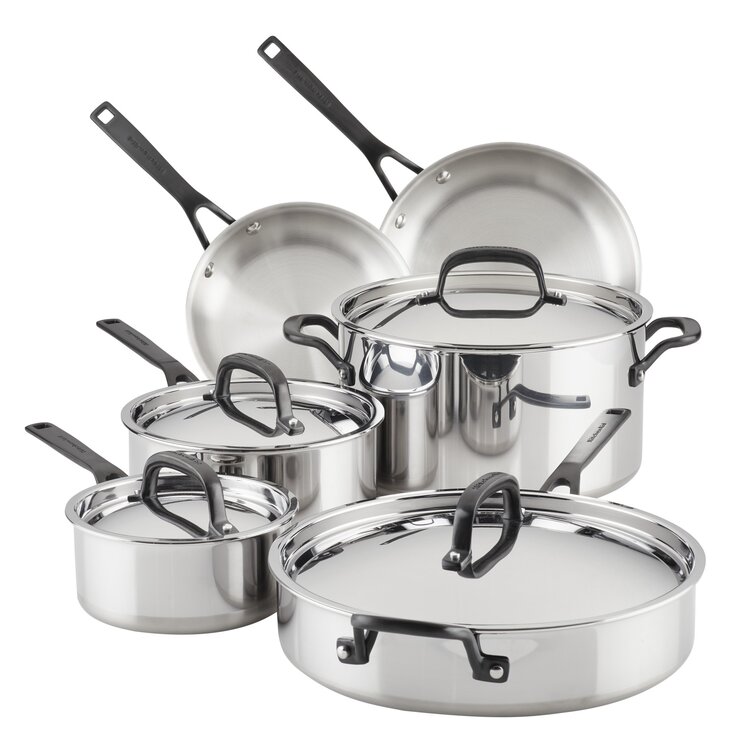 KitchenAid 3-Ply Stainless Steel 11-pc. Cookware Set, Color