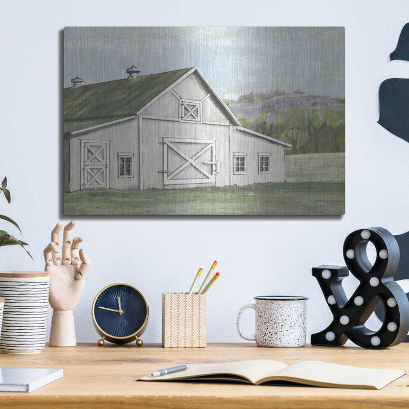  «Field Barn In Spring» par Art Licensing Studio, art mural en métal, 16 po x 12 po, H 12 po x l 16 po