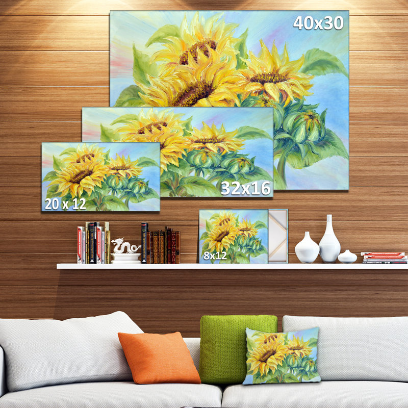 Trois tournesols - impression sur toile tendue, H 8 po x l 12 po