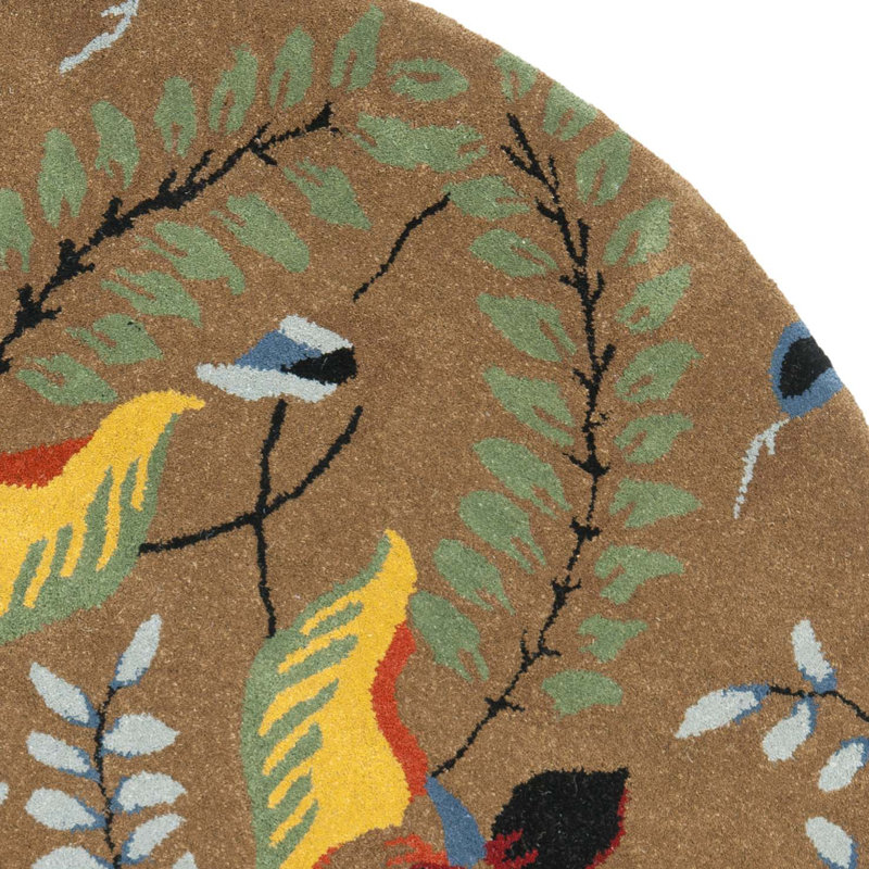 Tapis floral en laine et viscose touffeté à la main Avayah Soho, Rond 6 pi