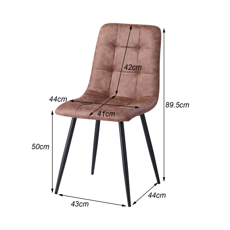 50cm H Cotton Blend Upholstered Metal Side Chair, Dark Brown