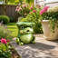 Adorable statuette de grenouille coiffée d'un chapeau en feuille de lotus, figurine décorative animal de dessin animé, sculpture ornementale pour jardin extérieur, porche, pelouse, terrasse, allée.