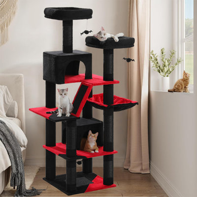 71" Tall Cat Tree For Indoor Large Cats, Large Cat Tower For Adult Cats With Super Large Hammock, Cat Climbing Tree Tower With Scratching Posts, Condo House And Large Top Perch