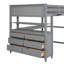 Lit mezzanine double avec tiroirs et bureau, lit mezzanine en bois avec tablettes-397067889