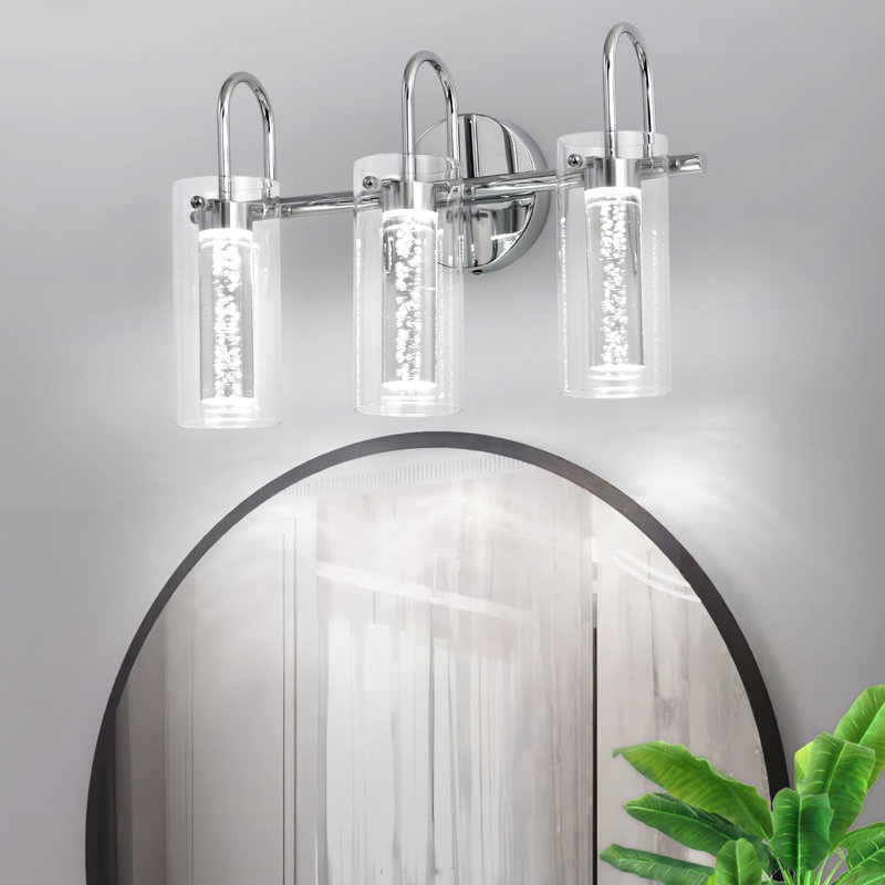 Carrocci 3 - Light Dimmable Crystal Vanity Light with Glass Shade