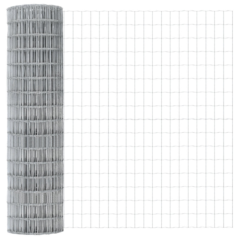 Galvanised Steel Border Fencing, Grey, 80 x 1000 x 0.2 cm