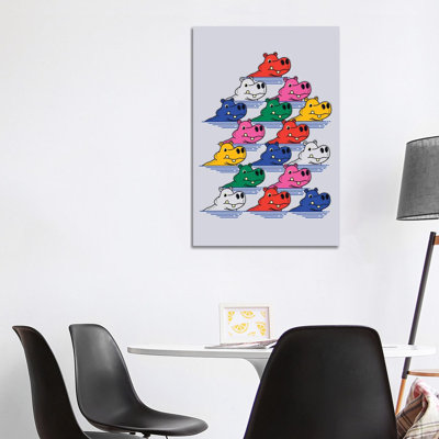 Hippo Family II by Show Me Mars - Gallery-Wrapped Canvas Giclée on Canvas