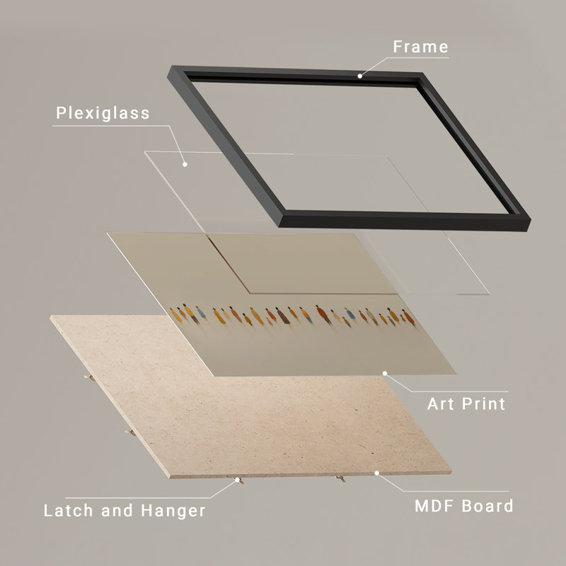 Reproduction d'art encadrée abstraite pour décoration intérieure moderne - 11 po x 14 po, H 11 po x l 14 po, Noir
