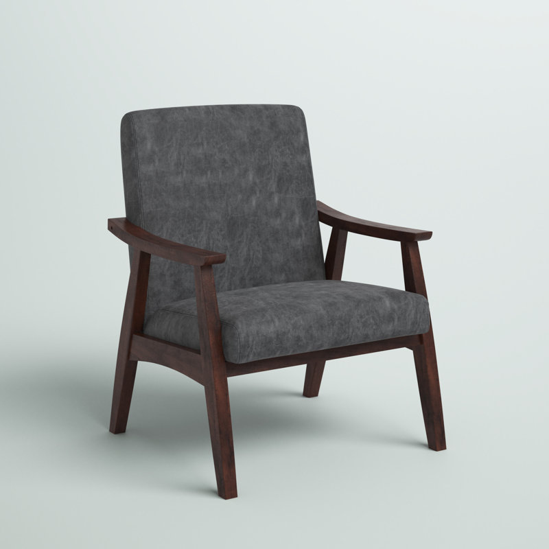 Fauteuil l 27,5 po Avtandil, Espresso, Similicuir gris foncé