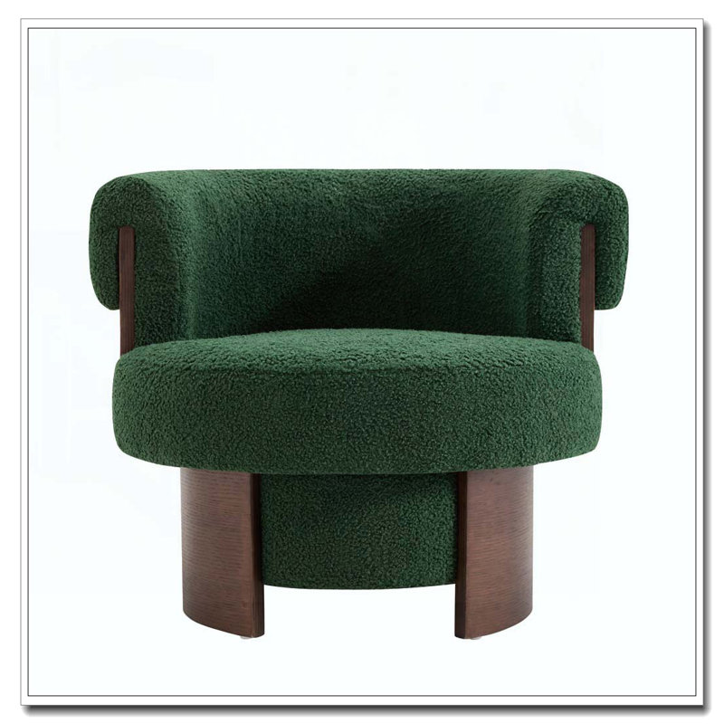 Fauteuil demi-tonneau rotatif moderne courbé et sculptural, 2