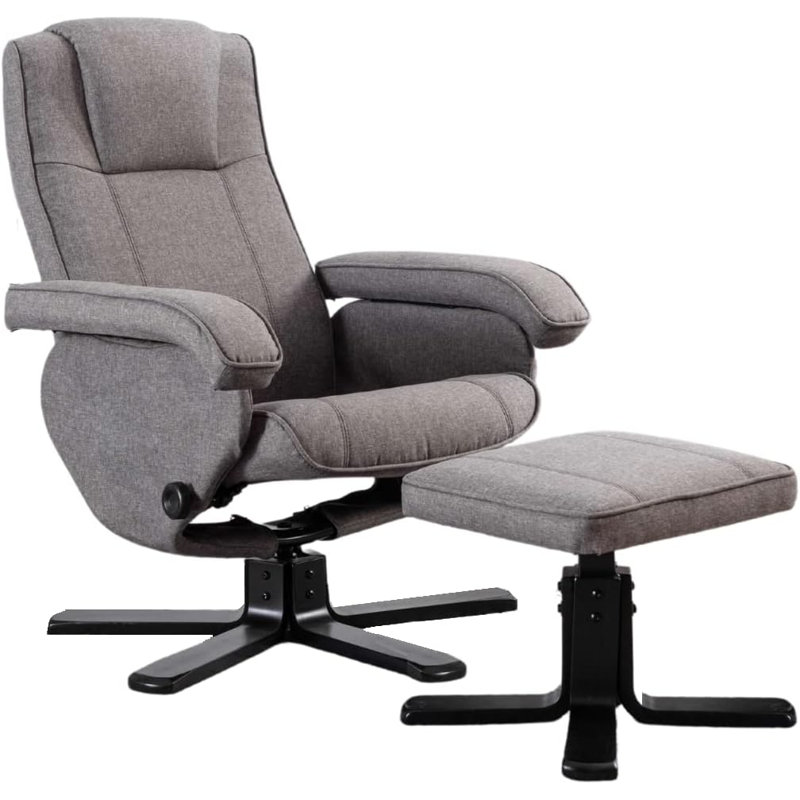 Resnick 29.5cm Wide Swivel Ergonomic Recliner, Black, Grey