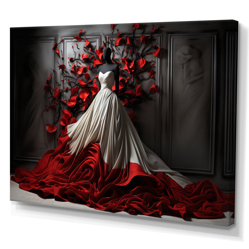 Fashion Red Elegance Unveile IV - impressions encadrées, Toile tendue, H 34 po x l 44 po x P 1,5 po