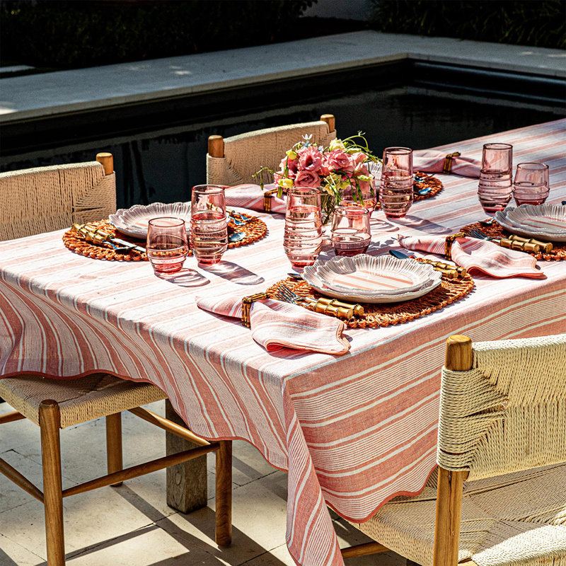 Cabana Stripe 60" x 120" Tablecloth, Coral