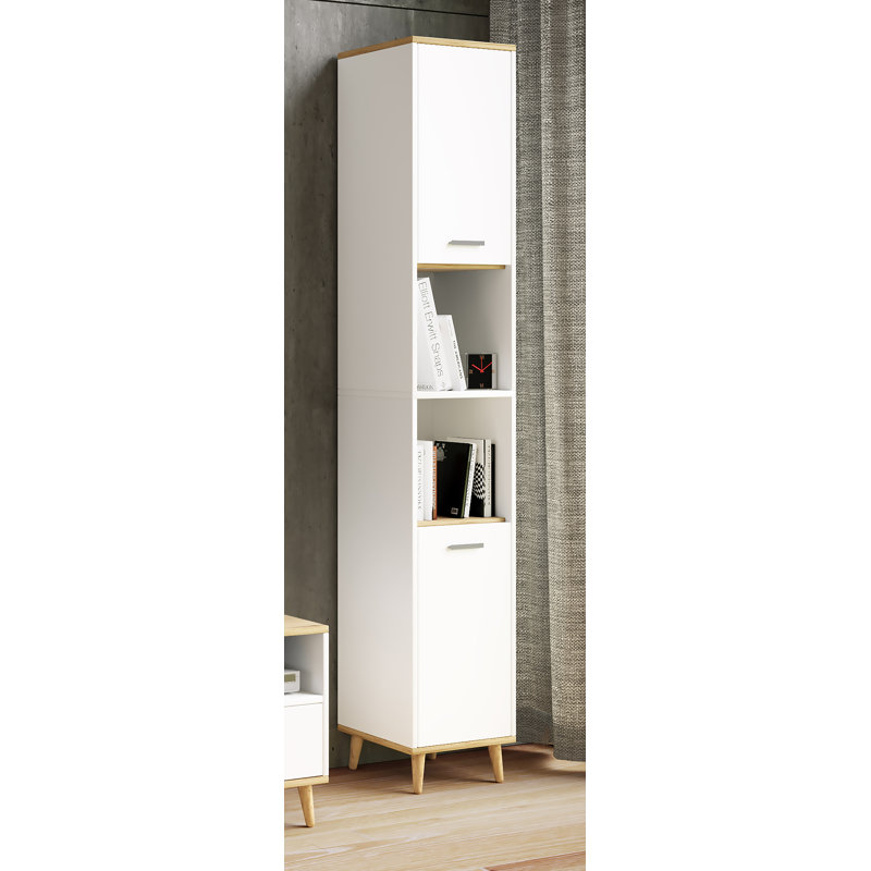 Shelie Freestanding Bathroom Cabinet, White / Brown