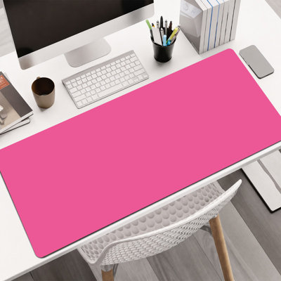  Tapis de souris en caoutchouc, surface en microfibre lisse, base antidérapante, tapis de souris décoratif à bord arrondi pour le bureau et les jeux, 16 x 36 po, motif rose vif uni
