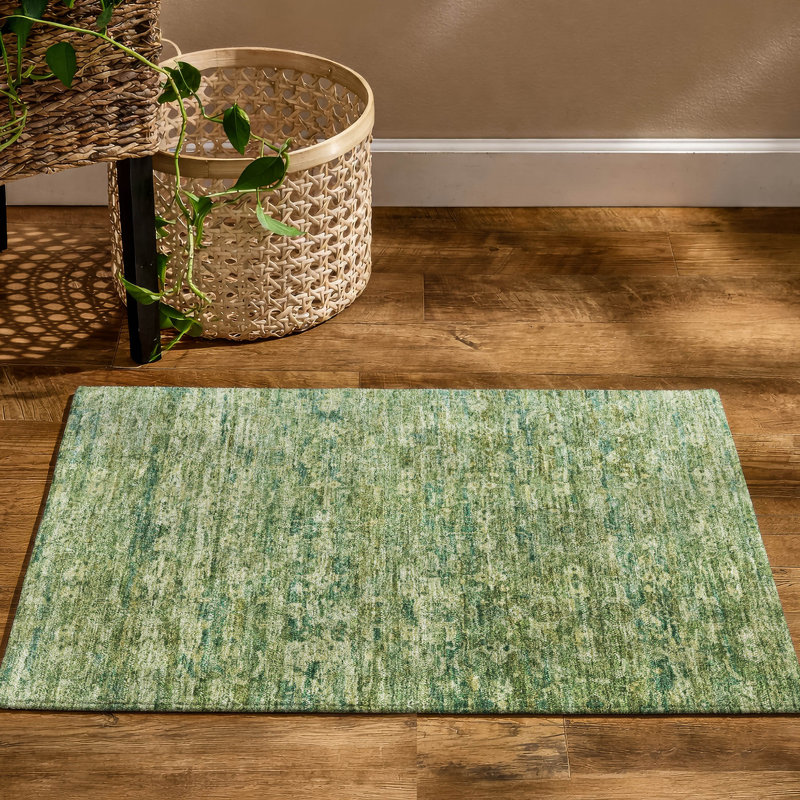 Premium Machine Washable Mayfield AMF2324 Ikat Rug, 1'8" x 2'6", Olive