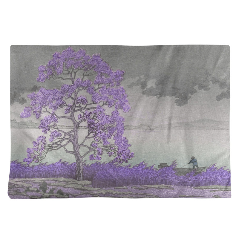Récapitulatif 18" rain over the shore Hasui Kawase, Mauve, Polyester sergé