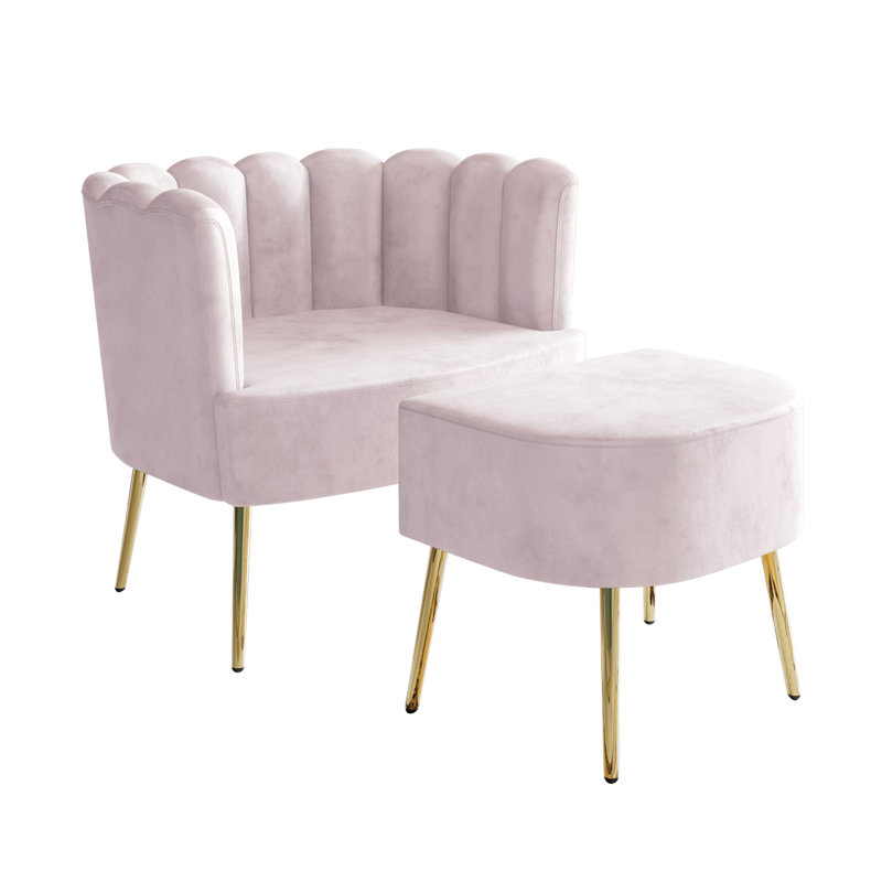Lashaunta 2 Piece Velvet Barrel Chair Set, Light Pink Velvet