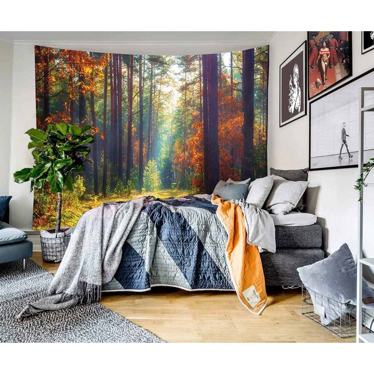Autumn Scenic Tapestry Wall Hanging Nature Aesthetic for Bedroom Decoration  Room Decor Green Tree Scene Hanger Cloth Soft Smooth