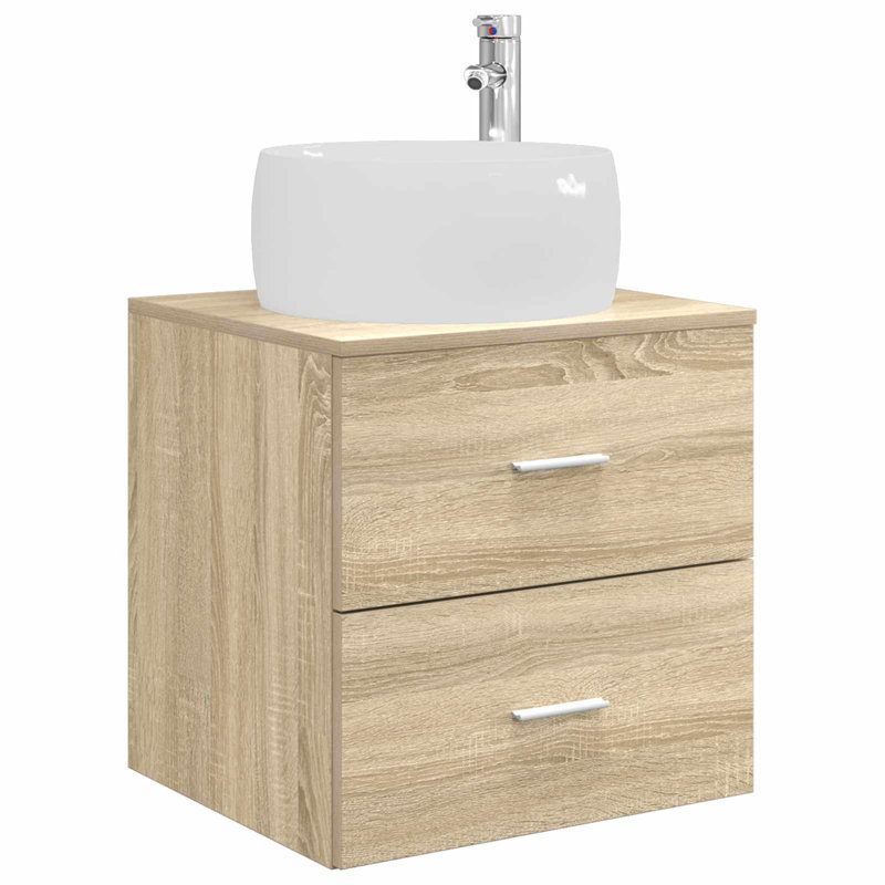 Single Bathroom Vanity with Ceramic Basin, Sonoma Oak