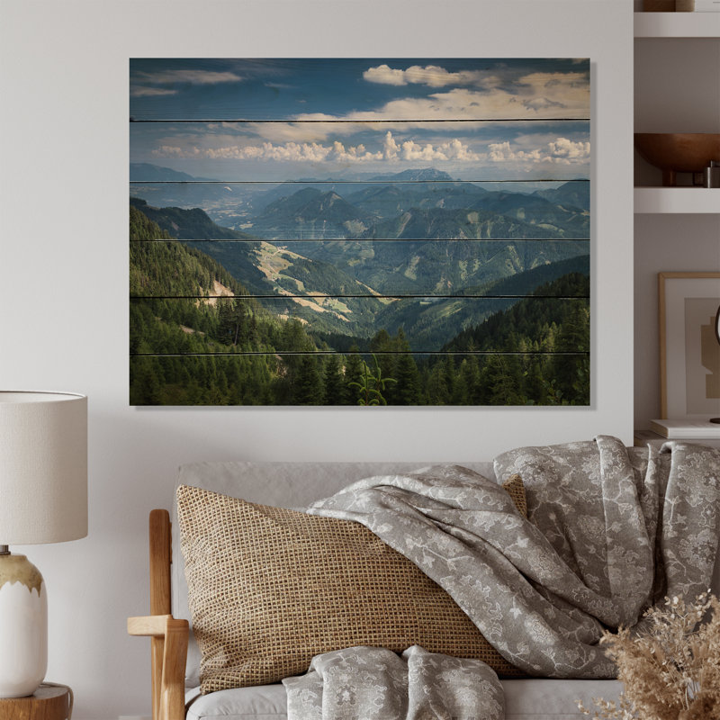 Paysage de montagne - peinture sur bois sans cadre, H 30 po x l 40 po x P 1 po