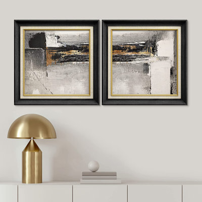 " Grunge Watercolor Black And Gold " 2 - Pieces