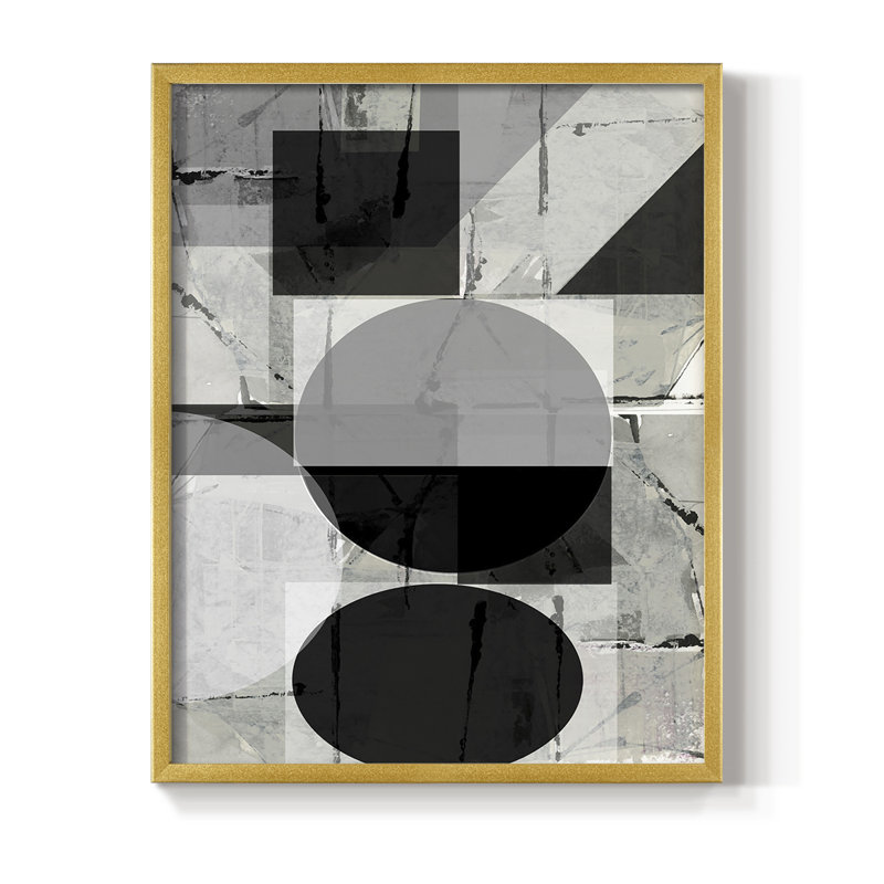 «Abstract Neutralité II», reproduction encadrée - bois massif, H 10 po x l 8 po, Or