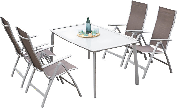 Gia 4 - Person Patio Dining Set with Rectangular Table, Diamond brown