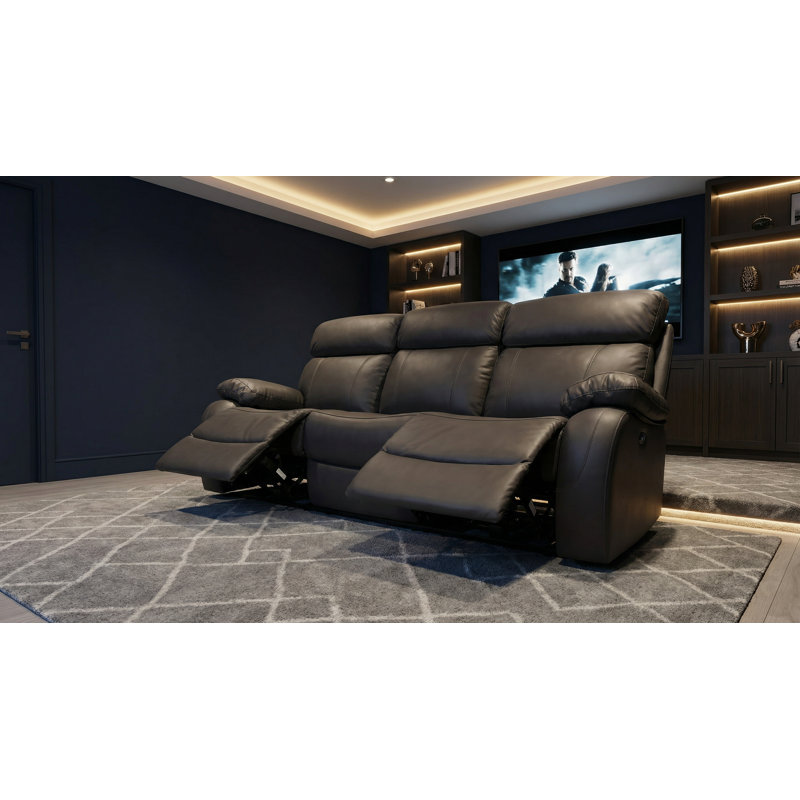 Jawaad Upholstered 81'' Power Reclining Sofa, Gray Faux Leather